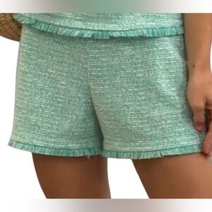 G by Giuliana Black Label Size 8 Textured Tweed High Waist Short Turquoise NWT